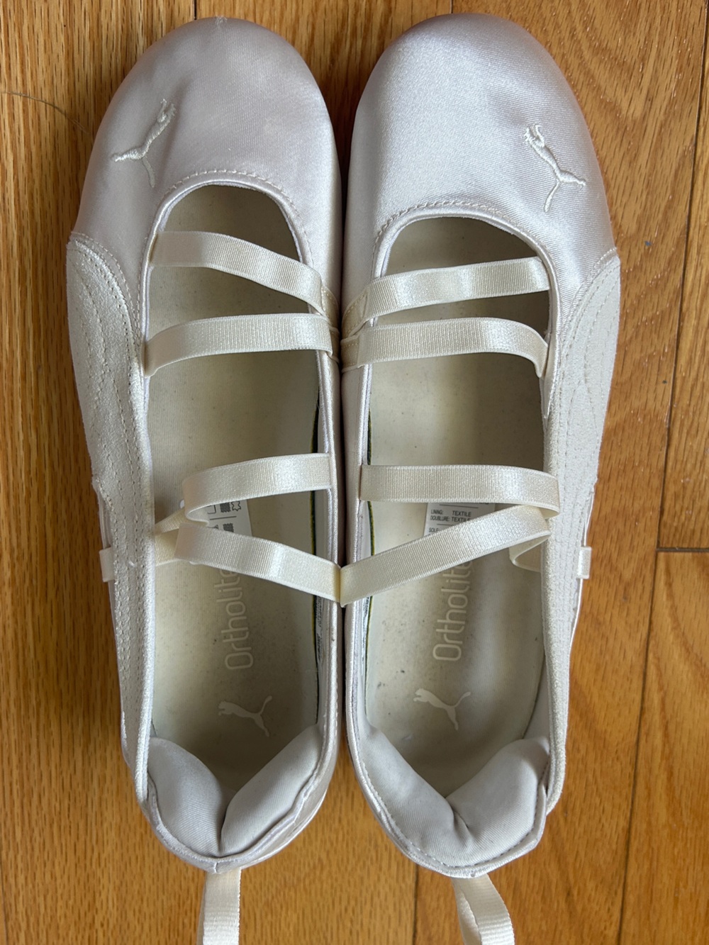 Puma Satin Ballet Flats in Beige